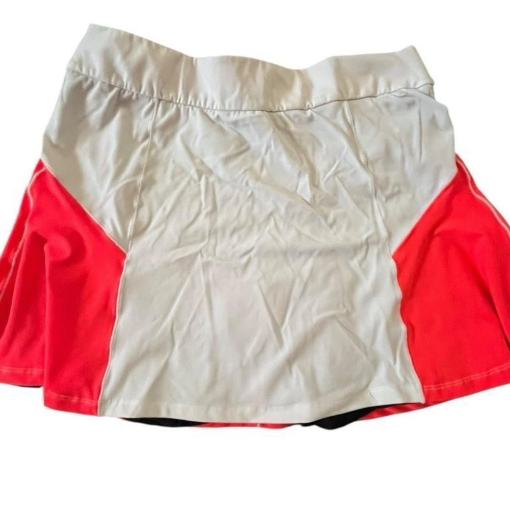 Orange and white tennis skirt with shorts underneath #tennisskirt #skort
-866 - Picture 3 of 8